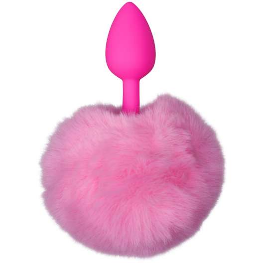 baseks Pink Furry Bunny Tail Analplugg - Ljusrosa