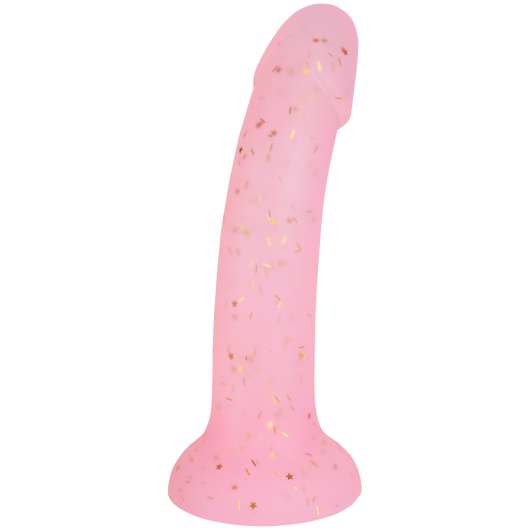 baseks Pink Starry Silikondildo 18 cm - Ljusrosa