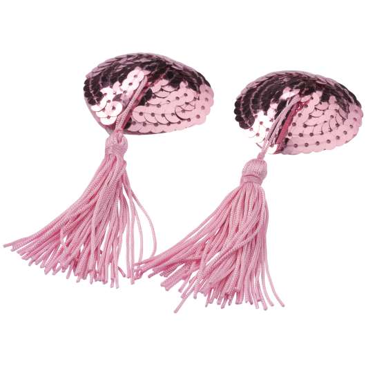 baseks Rosa Hjärtformade Nipple Covers med Tofsar - Ljusrosa