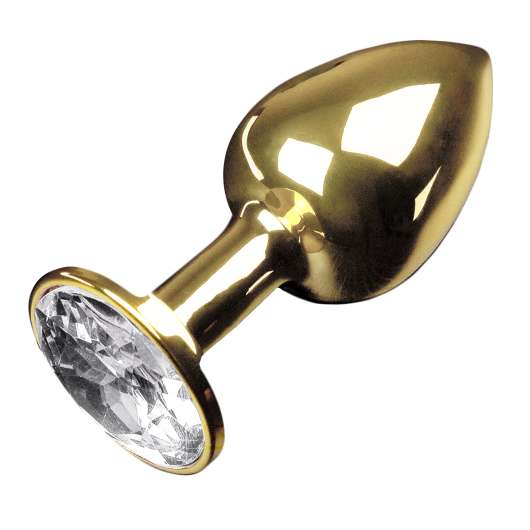 Golden Steel Buttplug with Crystal