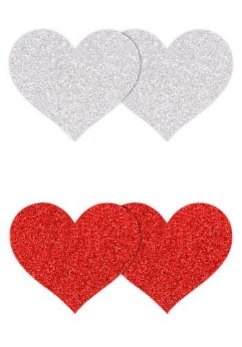 Heart Nipple Covers Red/Silver 2 pair