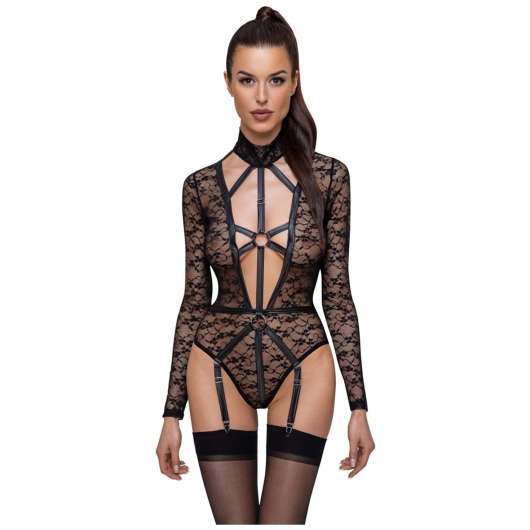 Lace Body with Straps Black L