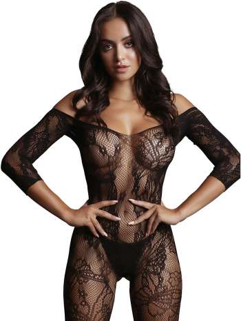 Le Désir: Bodystocking Long Sleeved and Lace, One Size