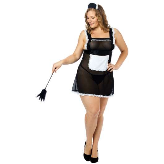 NORTIE French Maid Kostym Plus Size - Black - Plus size