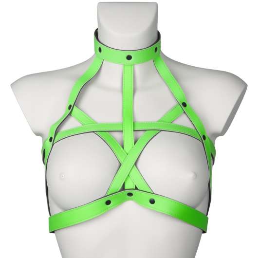 Ouch! Glow in the Dark Behå Harness - Green - L/XL