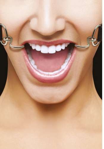 Ouch! Hook Gag with leather straps Black