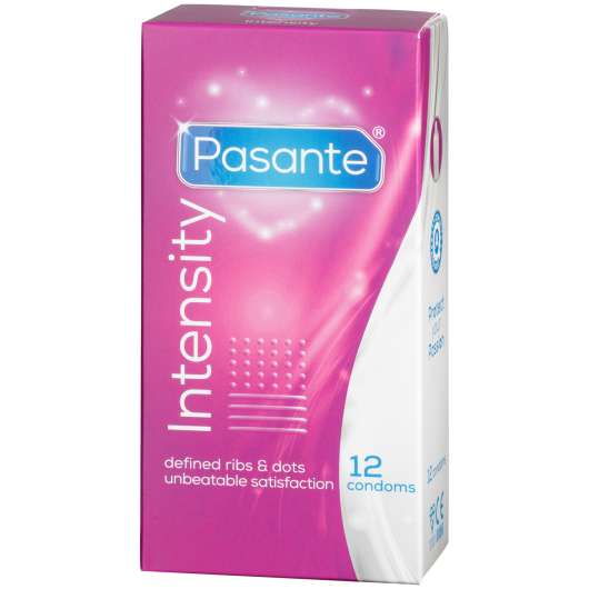 Pasante Intensity Ribs & Dots Kondomer 12-pack    - Klar