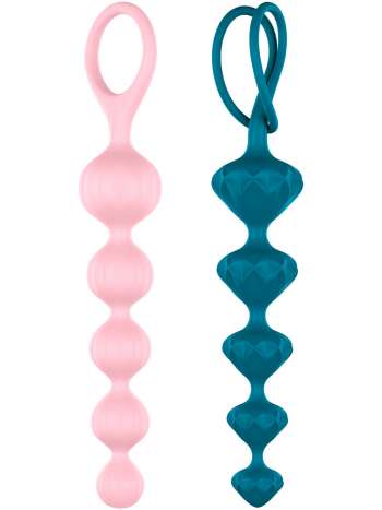 Satisfyer: Love Beads, Super Soft Silicone Beads, rosa/turkos