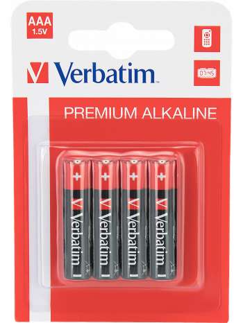 Verbatim Batterier: Premium, AAA (LR3), 1,5V, Alkaline, 4-pack